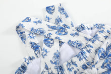 Blue and White Bow and Flower Print Layered Sundress | 5Y 6Y