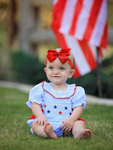4th of July Baby Girls' Smocked Star Embroidered Romper | 3 6 18 Months