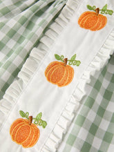 Fall Halloween Thanksgiving Pumpkin Green Plaid Girls Dress Bloomers | 3M 6M 12M 18M