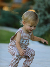 Christmas Brown Plaid Smocked Gingerbread Boy Romper | 3 6 9 12 18 Months