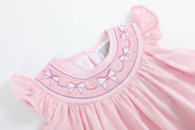 Pink and White Bows Smocked Bishop Dress | 6-12M 12-18M 18-24M 2T 3T 4T 5Y 6Y
