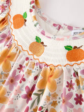 Fall Thanksgiving Pumpkin Embroidered Smocked Floral Dress | 2 3 4 5 6 Years