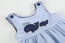 Blue Seersucker Whale Family Dress | 3-6M 6-12M 12-18M 18-24M 2T 3T 4T 5Y 6Y