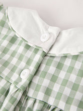 Fall Halloween Thanksgiving Pumpkin Green Plaid Cotton Dress | 2 3 4 5 6