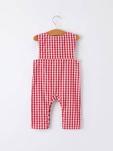 Christmas Tree Embroidered Smocked Red Plaid Boys Romper | 3 6 9 12 18 Months