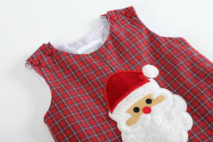 Red Plaid Fuzzy Santa Overalls | 3-6 Months