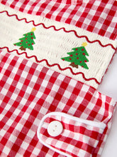 Christmas Tree Embroidered Smocked Red Plaid Boys Romper | 3 6 9 12 18 Months