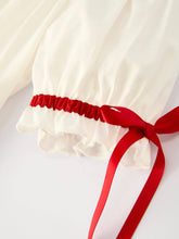 White Christmas Smocked Dress with Embroidery and Red Bow Details | 2 3 4 5 Years