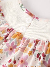 Fall Thanksgiving Pumpkin Embroidered Smocked Floral Dress | 2 3 4 5 6 Years