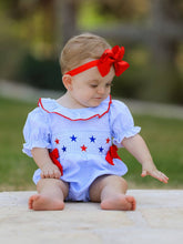 4th of July Baby Girls' Smocked Star Embroidered Romper | 3 6 18 Months