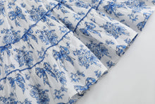 Blue and White Bow and Flower Print Layered Sundress | 5Y 6Y