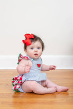 Light Blue Seersucker and Gingham Watermelon Ruffle Romper | 3-6M 6-12M 12-18M