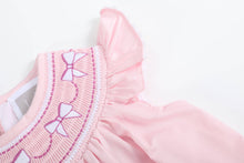 Pink and White Bows Smocked Bishop Dress | 6-12M 12-18M 18-24M 2T 3T 4T 5Y 6Y