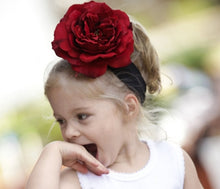 Black and Red Large Rose Stretch Headband