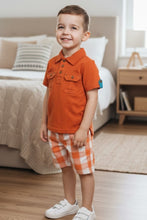 Orange 2 Pocket Polo and Plaid Shorts Set | 6-12M 12-18M 18-24M 2T 3T 4T