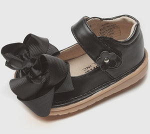 Black Ready Set Bow Mary Janes Toddler Girls Squeaky Shoes | Size 3 4 5 6 7 8 9