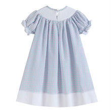 Pink and Blue Gingham Easter Bunny Smocked Bishop Dress | 6 Years
