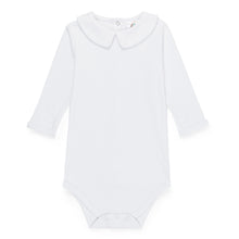 Layering or Blank Boy's White Long Sleeve Peter Pan Collar Baby Bodysuit | 0-3M 3-6M 6-9M 12M 18M