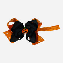 Orange & Black Jack O Lantern Halloween Big Bow Headband