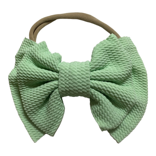 Mint Green Baby Toddler Girls Big Bow Nylon Stretchy Headband