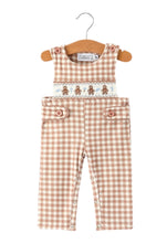 Christmas Brown Plaid Smocked Gingerbread Boy Romper | 3 6 9 12 18 Months