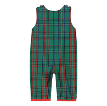 Christmas Green & Red Plaid Santa Overalls | 6-12 Months