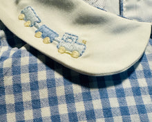 Blue Gingham Train Layette Bubble | 0-3M 3-6M
