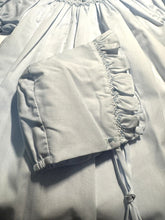 Blue Smocked Daygown with Raglan Sleeves Embroidered Hem and Bonnet | Newborn