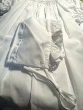 White Smocked Daygown with Raglan Sleeves Embroidered Hem and Bonnet | Newborn