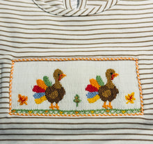 Brown Striped Girls Turkey Smocked Thanksgiving Long Sleeve T-Shirt | 2T 3T 4T 4 5