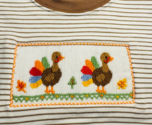 Brown Stripe Boys Turkey Smocked Thanksgiving T-Shirt | 2T 3T 4T 4 5 6 7