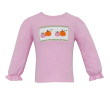 Pink Girls Pumpkin Smocked Long Sleeve T-Shirt | 2T 3T 4T 4 5 6 6X