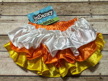 Yellow Orange White Satin Ruffle Diaper Cover | Newborn-3 Months 6-12 Months