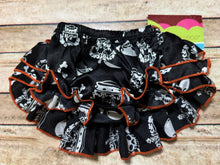 Black Orange Skulls Satin Ruffle Diaper Cover with Bow | Newborn-3 Months