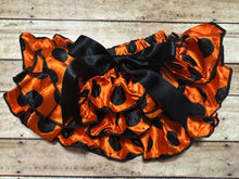 Orange Black Polka Dot Satin Ruffle Diaper Cover with Bow | Small 6-12 Months