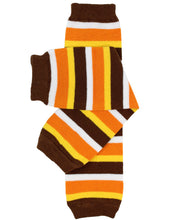 Brown and Orange Thanksgiving Stripe Leg Warmers | 8" or 12"