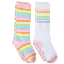 Pastel Rainbow Stripe Knee Socks and Tube Socks 2 Pair | 12-24M 2-4Y 4-6Y