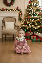 Red Gingham Girls Embroidered Christmas Tree Dress | 2 3 4 Years