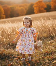 Fall Thanksgiving Pumpkin Embroidered Smocked Floral Dress | 2 3 4 5 6 Years