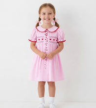Girls Valentine's Day Pink Heart Embroidered Smocked Dress | 2 3 4 5 6 Years