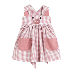 Rose Gingham Little Piggy Sleeveless A-Line Dress | 5 or 6 Years