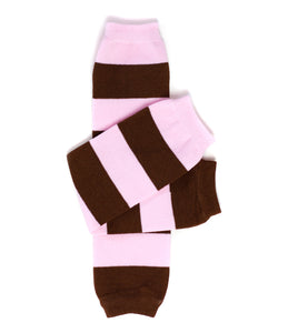 Pink and Brown Wide Striped Leg Warmers | 12"