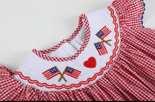 Red Gingham American Flag Smocked Bishop Dress | 6 Years