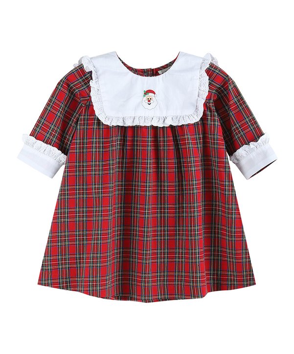 Red Christmas Plaid Santa Yoke Dress | 12-18M 18-24M Little Footprints Children's Shop Red Christmas Plaid Santa Yoke Dress | 12-18M 18-24M Little Footprints Children's Shop
