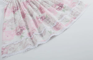 Pink Rose Floral Print Bishop Dress | 3-6M 6-12M 12-18M 18-24M 2T 3T 4T 5Y 6Y