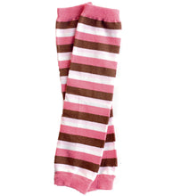 Strawberry Sundae Pink and Brown Striped Leg Warmers | 12"