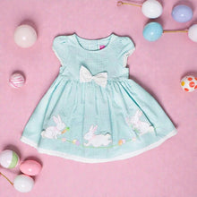 Turquoise Seersucker Easter Bunny Dress Set with Eyelet Bow | 24 Months