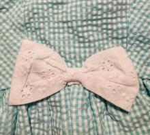 Turquoise Seersucker Easter Bunny Dress Set with Eyelet Bow | 24 Months