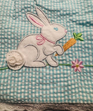 Turquoise Seersucker Easter Bunny Dress Set with Eyelet Bow | 24 Months