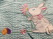 Turquoise Seersucker Easter Bunny Dress Set with Eyelet Bow | 24 Months